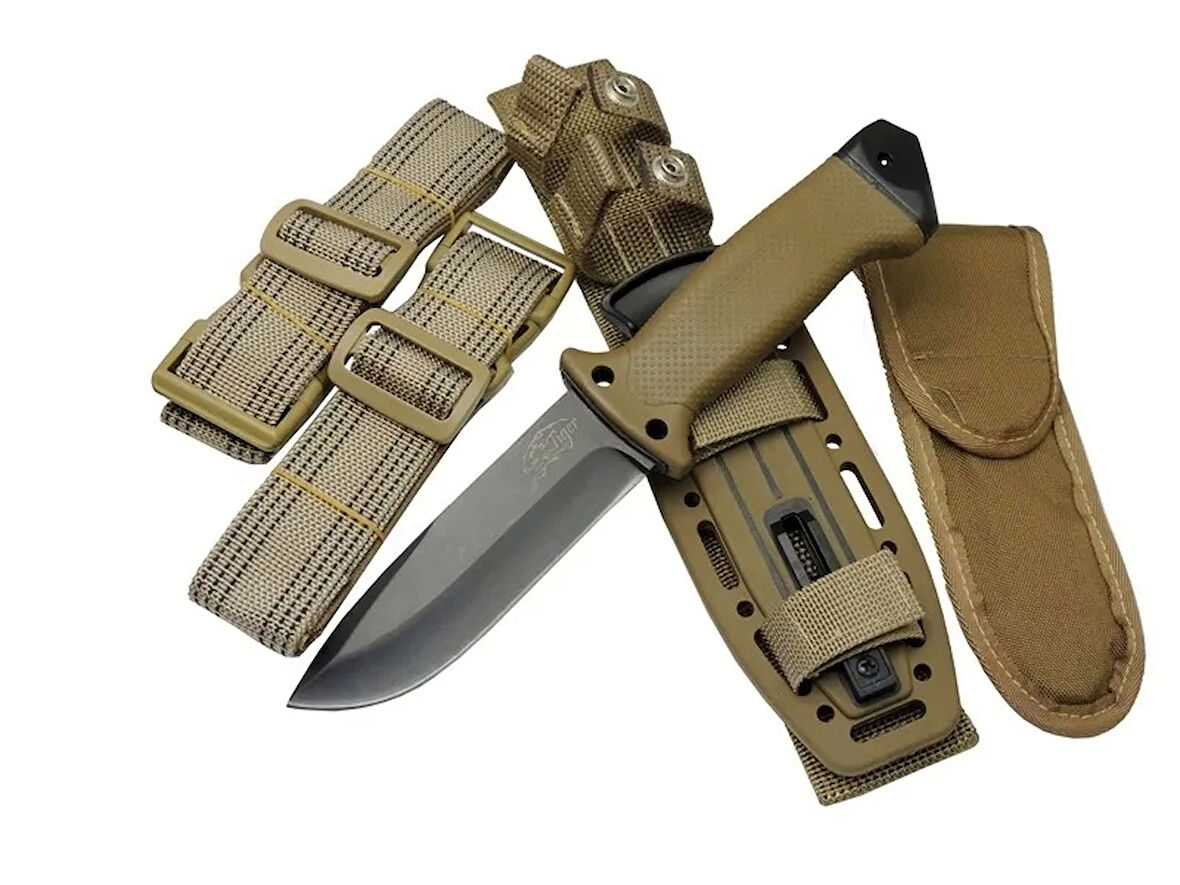 Tiger Tactical Htm 3321 B Kahverengi Outdoor / Survival Bıçak 27cm - Kauçuk Sap, Kılıflı, Kutulu