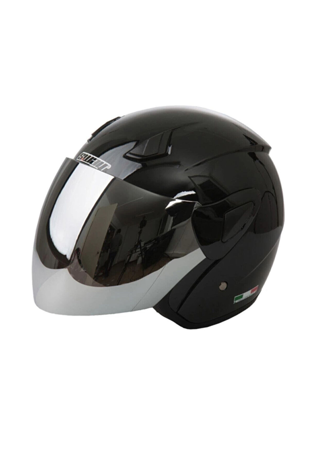 Kask Sw-733 Parlak Siyah Aynalı Camlı