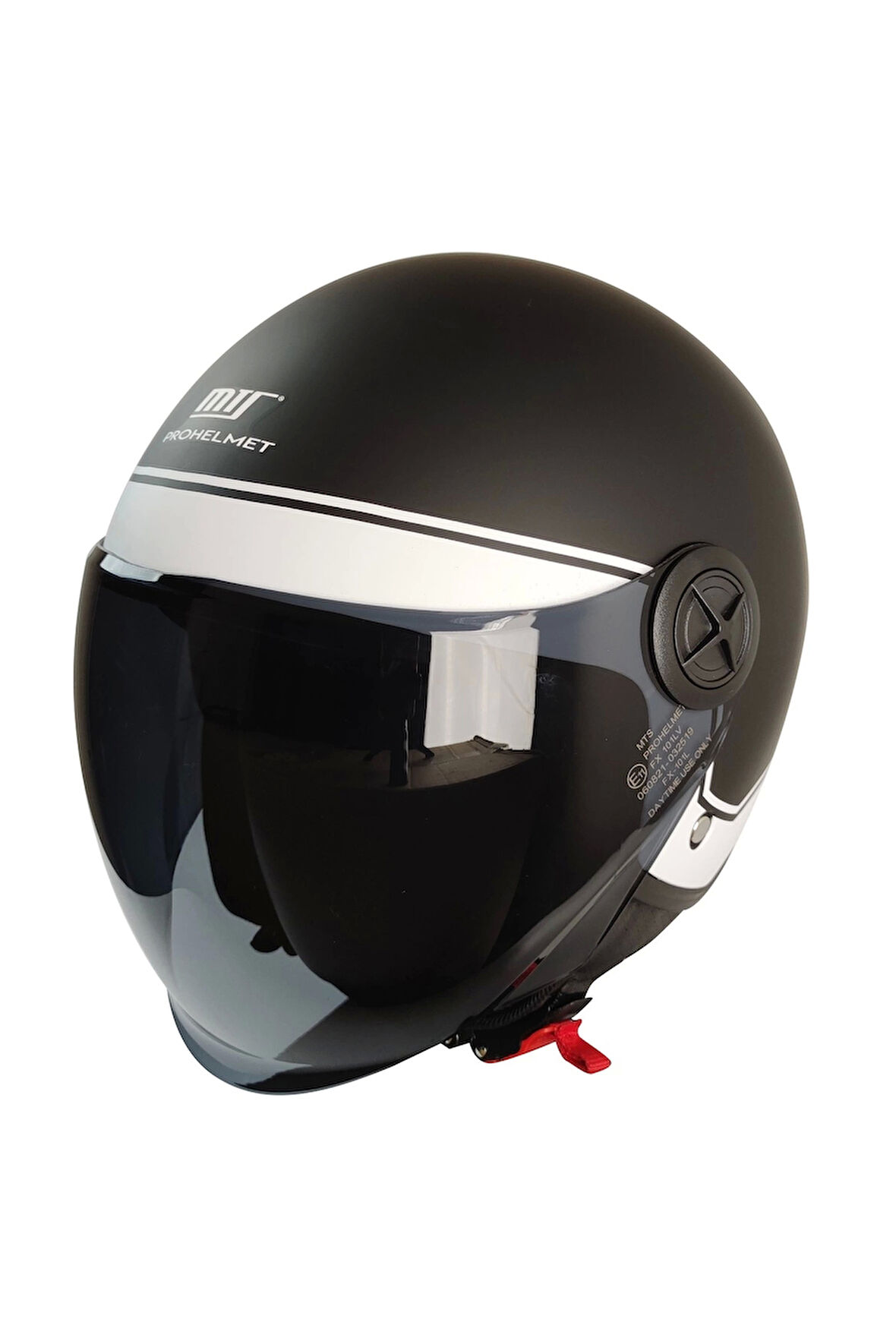 KASK MTS FX-101 MAT SİYAH/BEYAZ ÇENESİZ