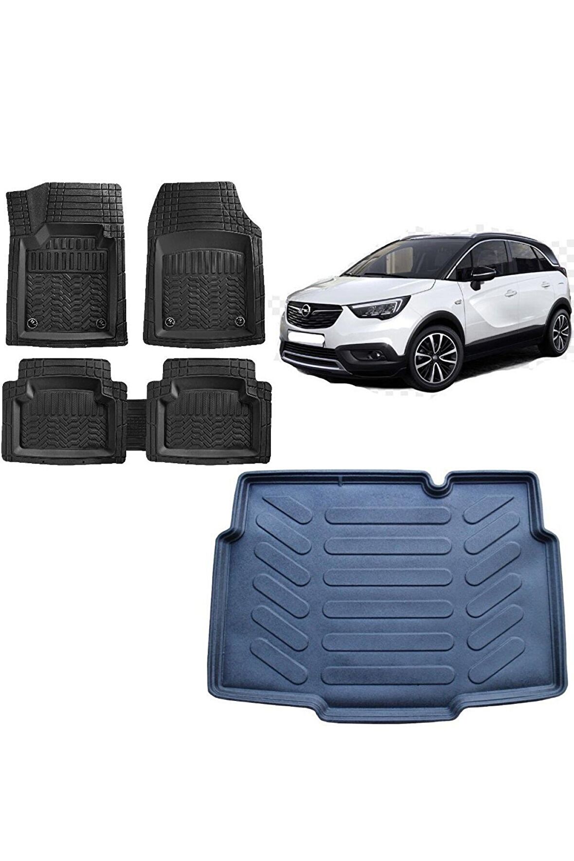 Opel Crossland 2023 Model Alt Kademe 3d Bagaj Havuzu ve 4D Luxury Havuzlu Paspas