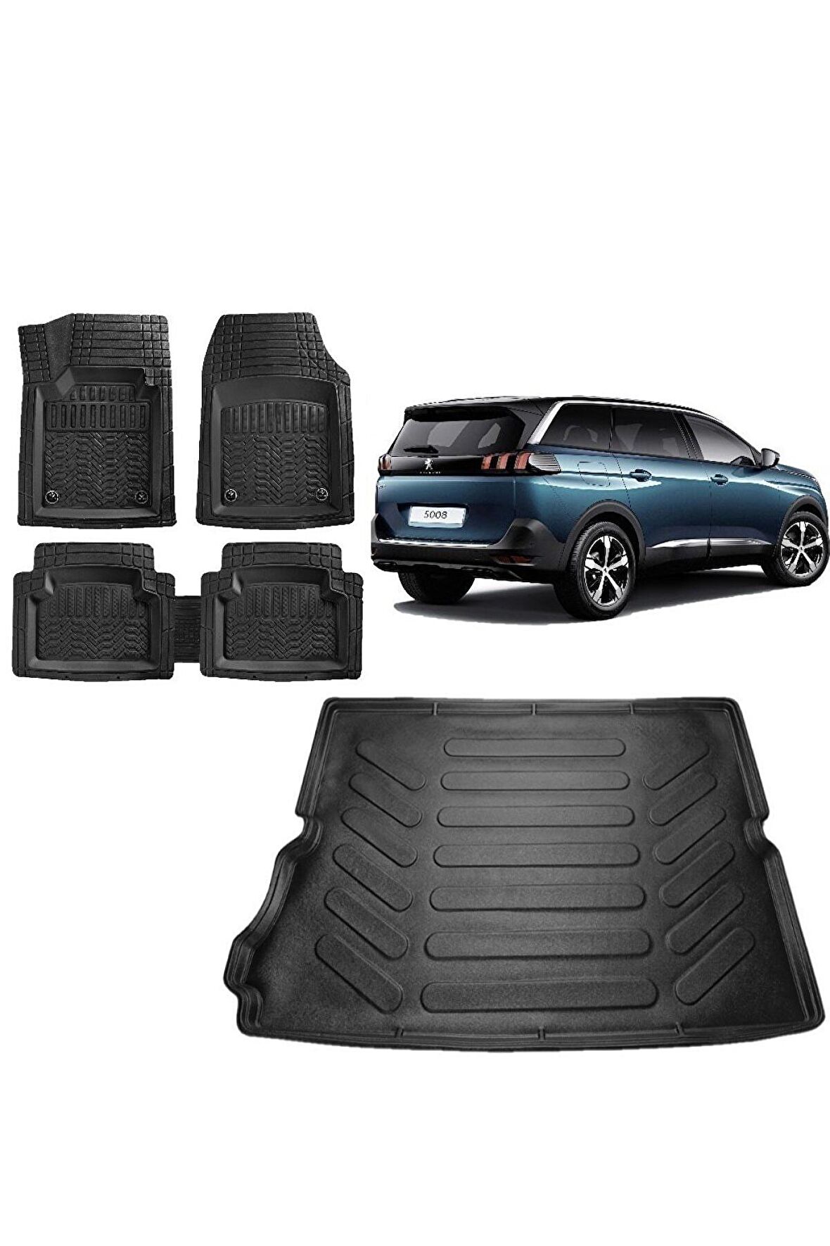 Peugeot 5008 2022 Model 3d Bagaj Havuzu ve 4D Luxury Havuzlu Paspas
