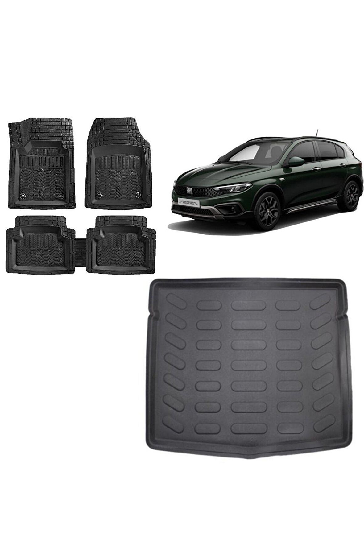 Fiat Egea Cross 2020 Model 3d Uyumlu Tamir Kitli Bagaj Havuzu ve 4D Luxury Havuzlu Paspas