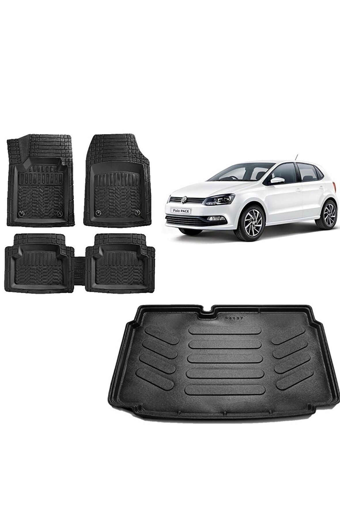 Volkswagen Polo 2014 Uyumlu Model Alt Kademe 3d Bagaj Havuzu ve 4D Luxury Havuzlu Paspas
