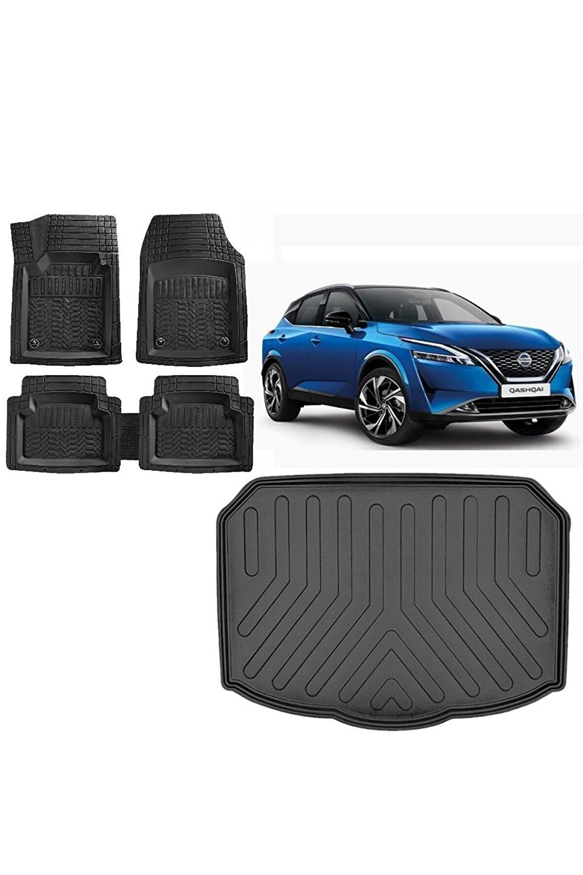 Nissan Qashqai 2023 Model 3d Alt Kademe Bagaj Havuzu ve 4D Luxury Havuzlu Paspas