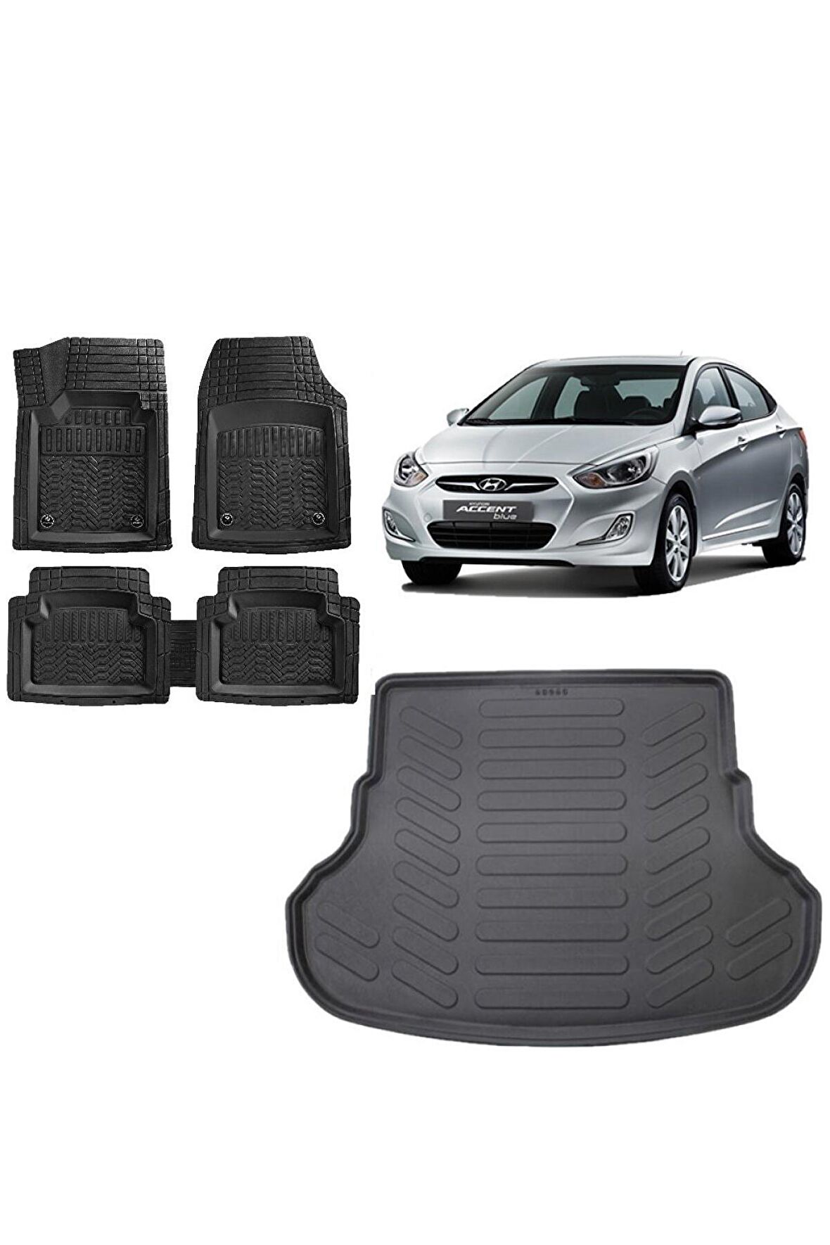Hyundai Accent Blue 2017 Model Uyumlu 3d Bagaj Havuzu ve 4D Luxury Havuzlu Paspas