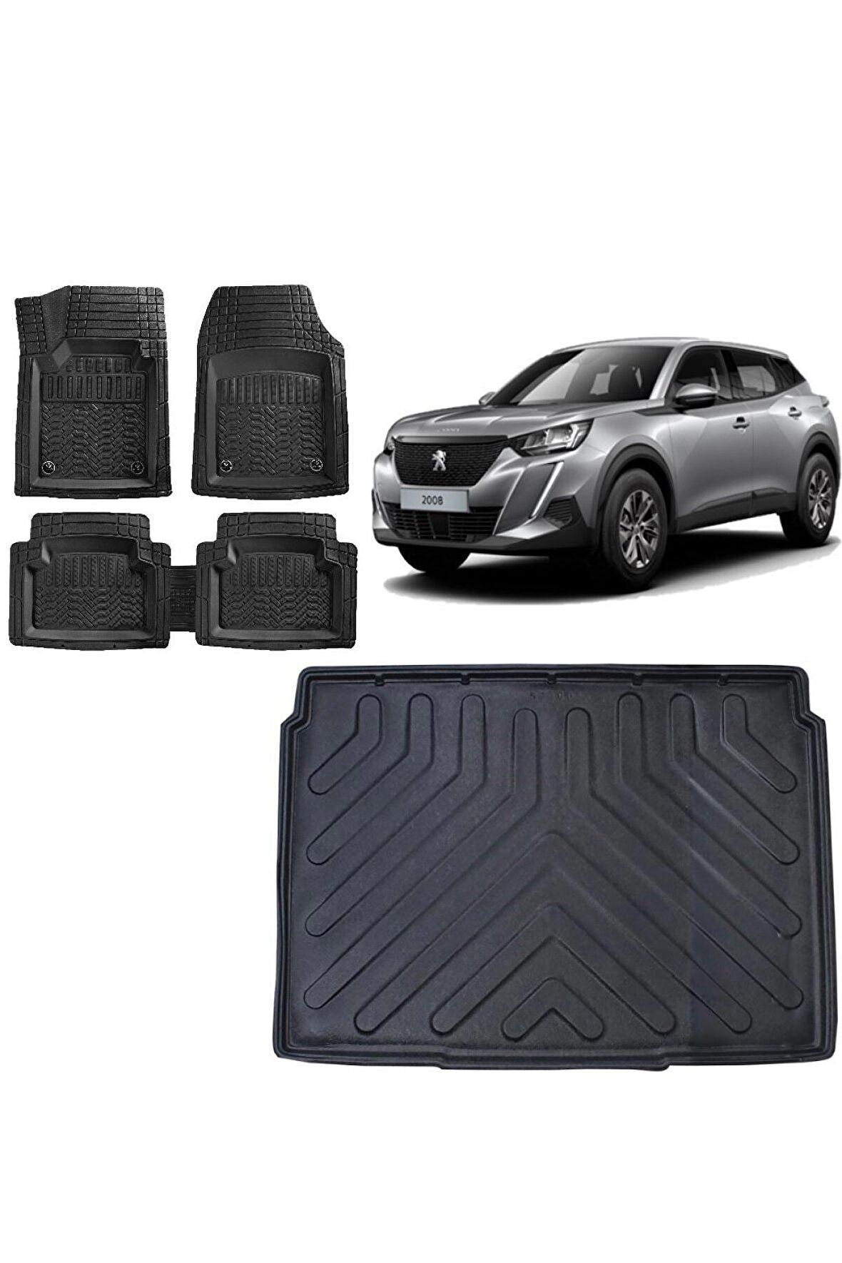 Peugeot 2008 2021 Model Uyumlu Üst Kademe 3d Bagaj Havuzu ve 4D Luxury Havuzlu Paspas