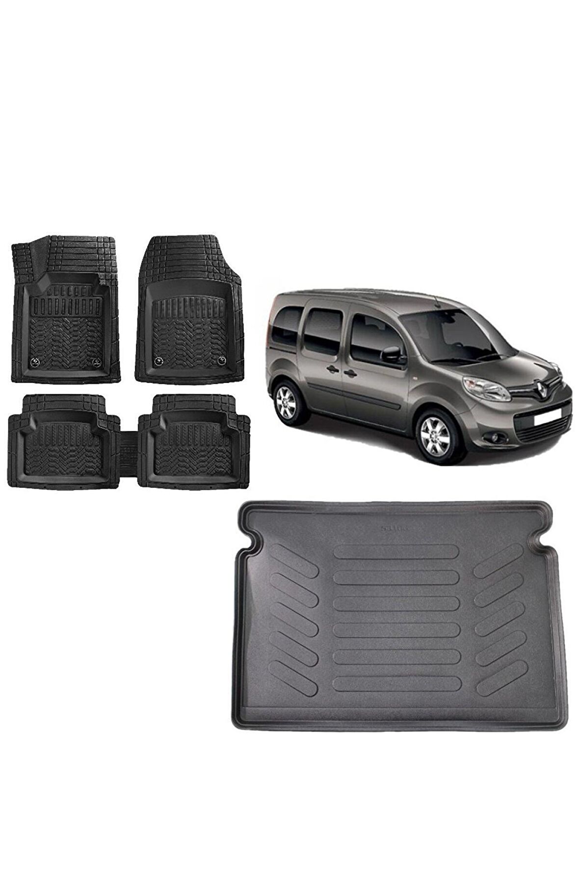 Renault Kangoo Multix 2016 Model Uyumlu 3d Bagaj Havuzu ve 4D Luxury Havuzlu Paspas