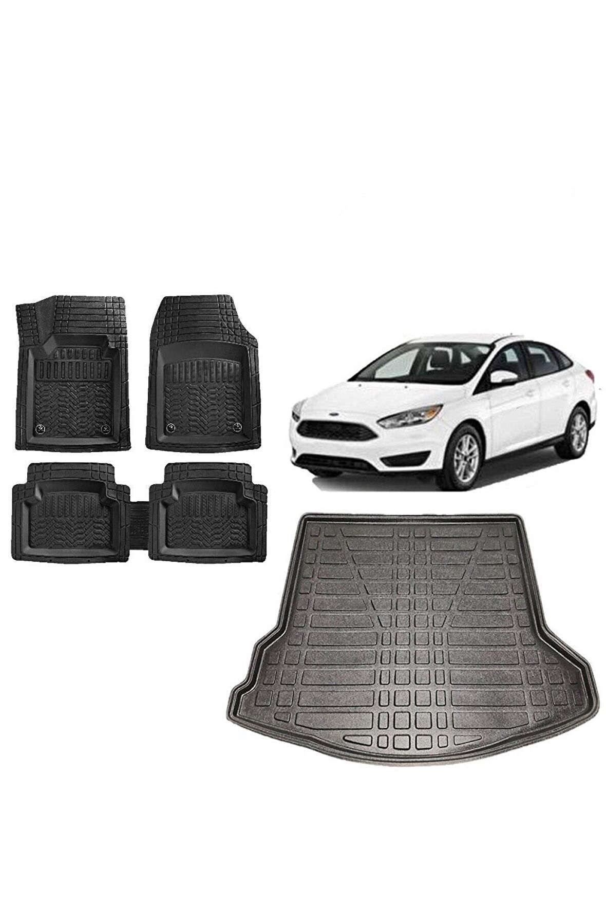 Focus 3.5 Sedan 2015 Model Uyumlu Bagaj Havuzu ve 4D Luxury Havuzlu Paspas