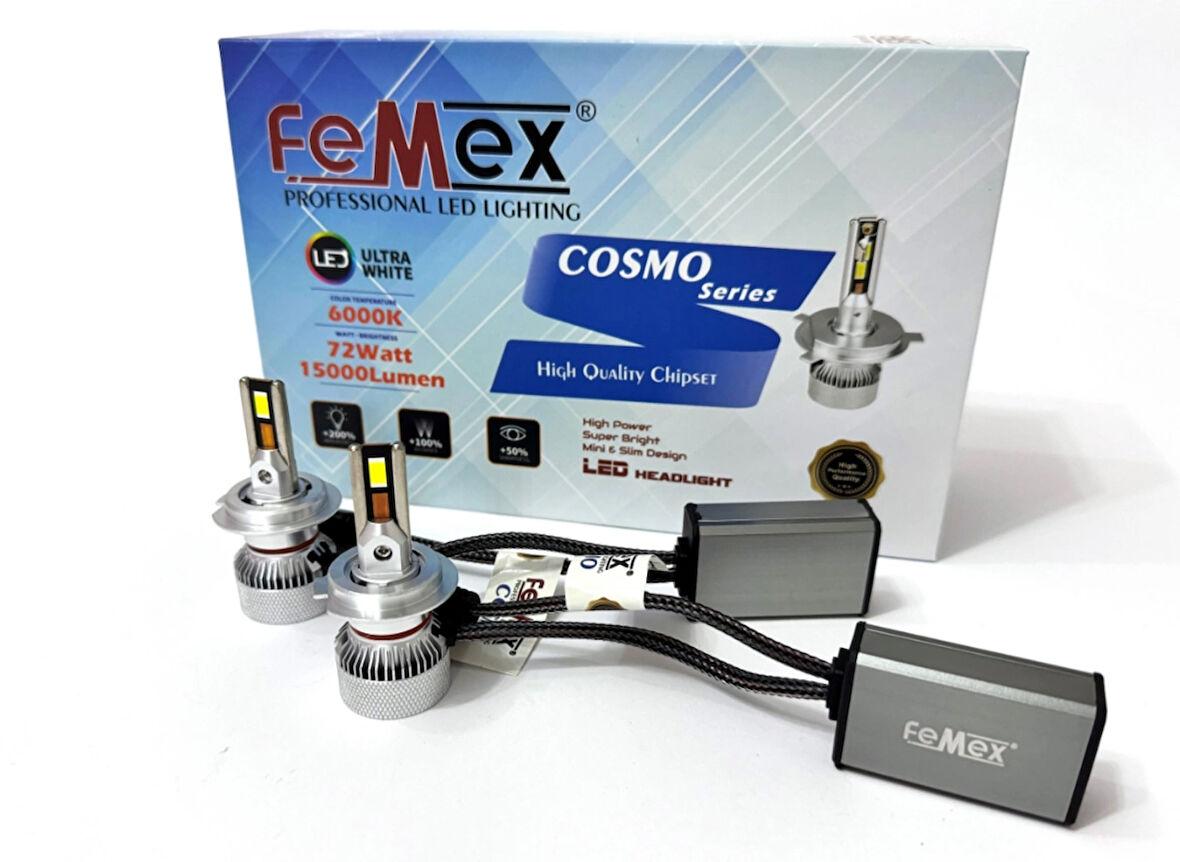 Femex Yeni Mini Cosmo H7 Şimşek Etkili Led Xenon 72W 15.000 Lumen
