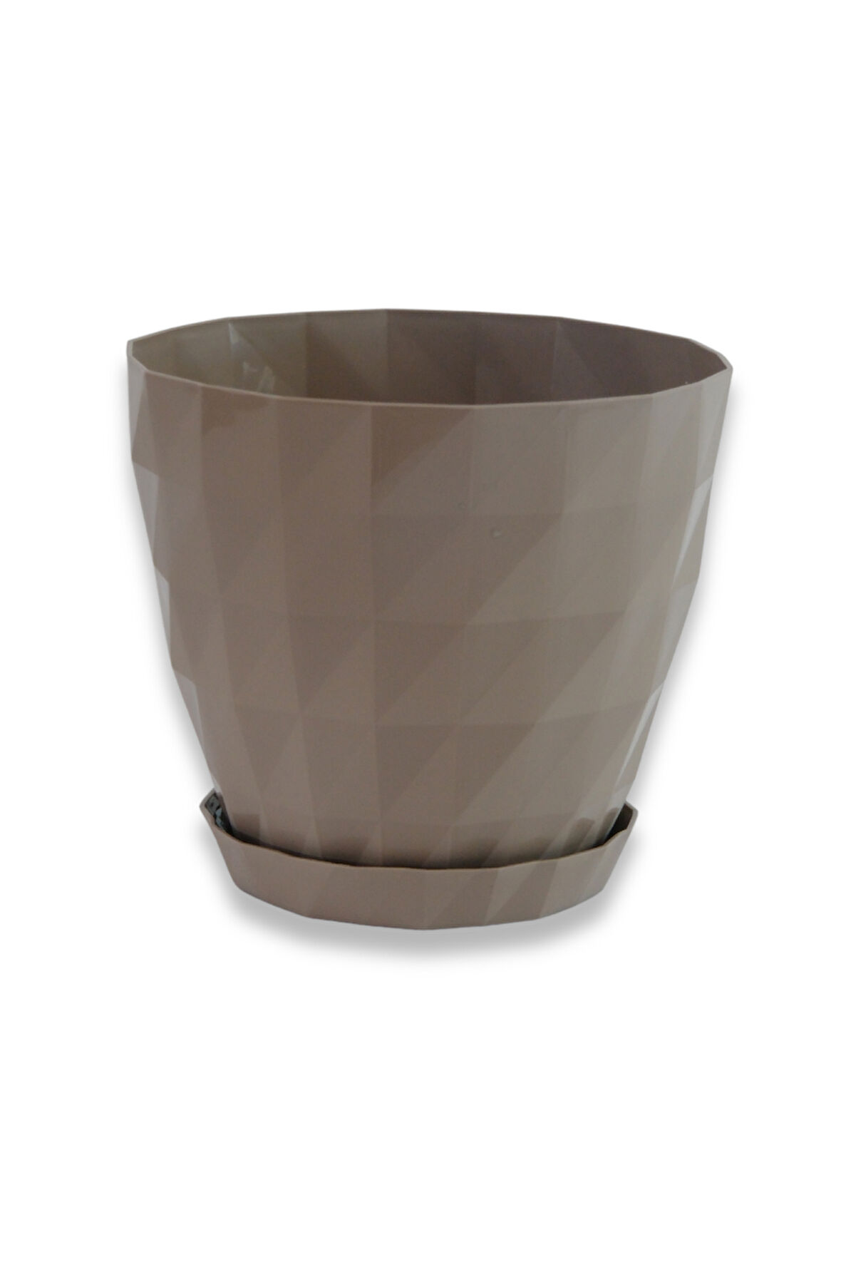 Yapay Çiçek Sitesi Kristal Plastik Saksı 12 cm Mocha