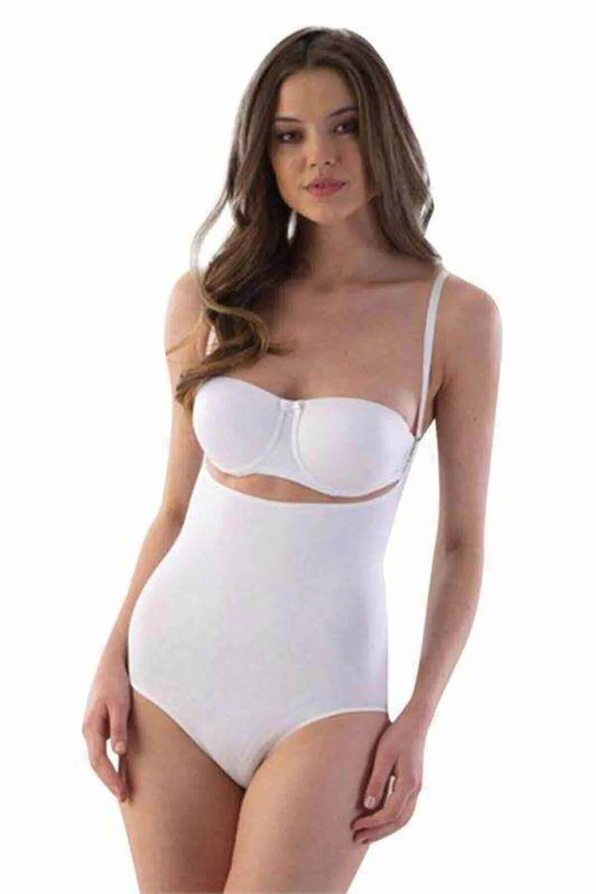 Kadın Beyaz Dikişsiz Göğsü Açık Korse 2073