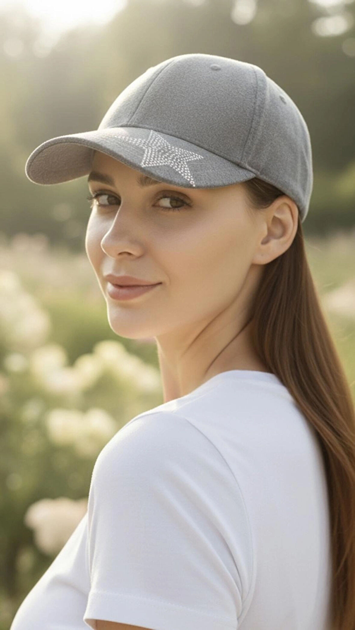 Yıldız Taş Süslemeli Keçe Görünümlü Şapka – Gri