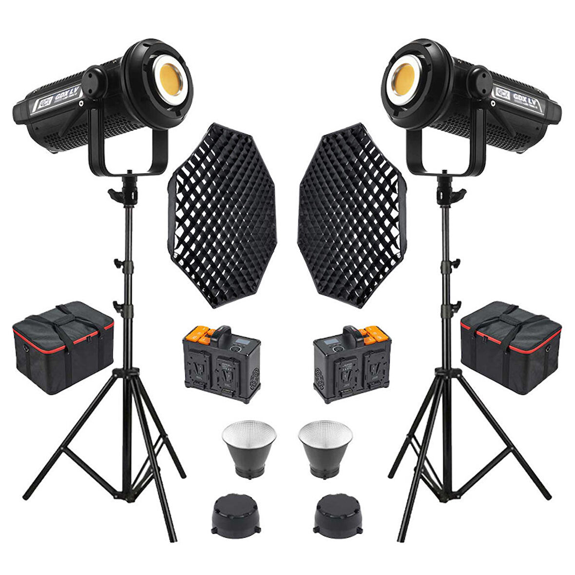 Gdx LV-700C-II B Bi Color Led Video Işığı 2'li Full Set (Gridli 120 Octa Softbox + 260 cm Kalın Işık Ayağı)