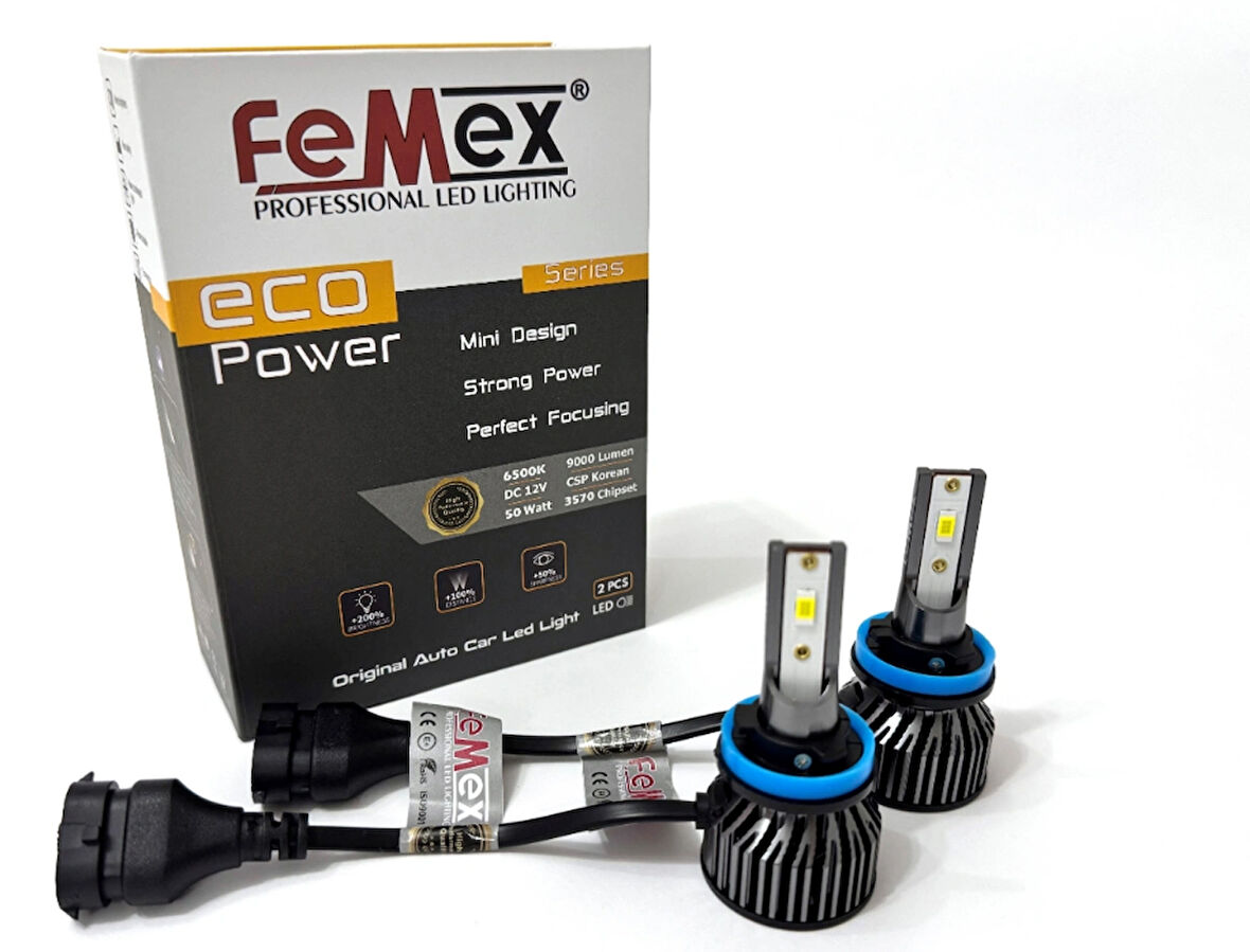 Femex Yeni Eco Power H8 Şimşek Etkili Led Xenon 50W 9.000 Lumen