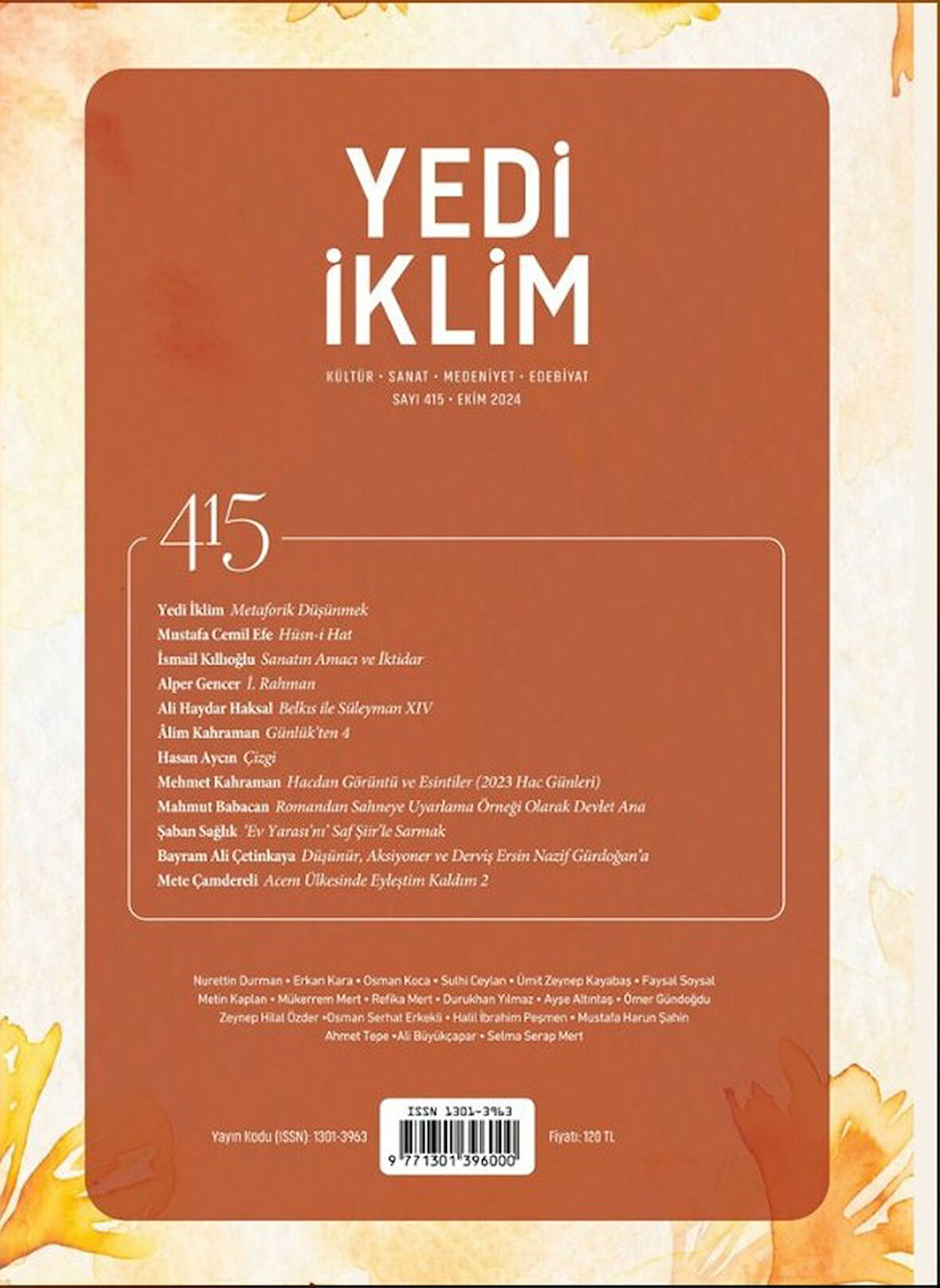 Yedi İklim Dergi 415.Sayı Ekim 2024