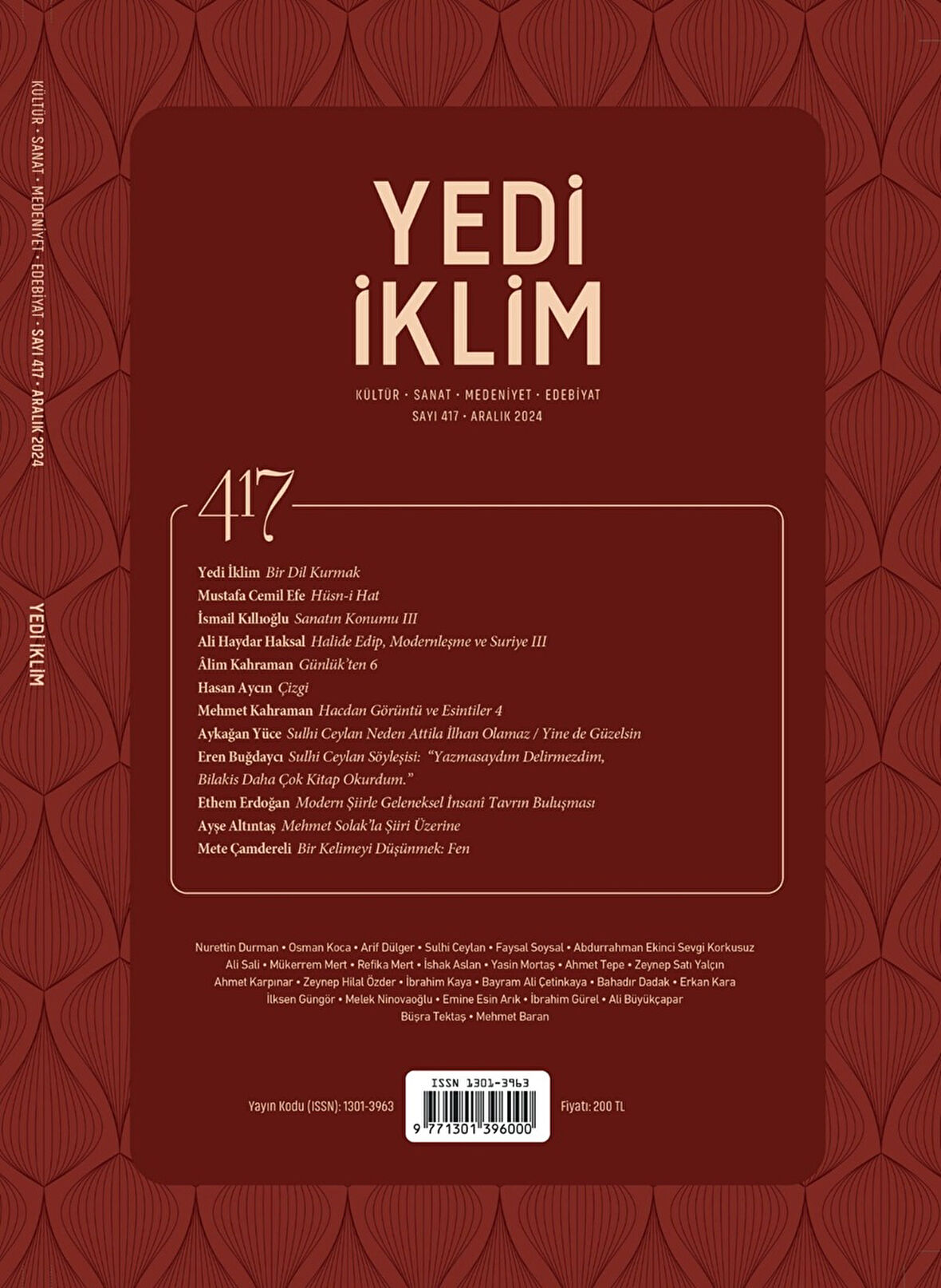 Yedi İklim Dergi 417.Sayı Aralık 2024