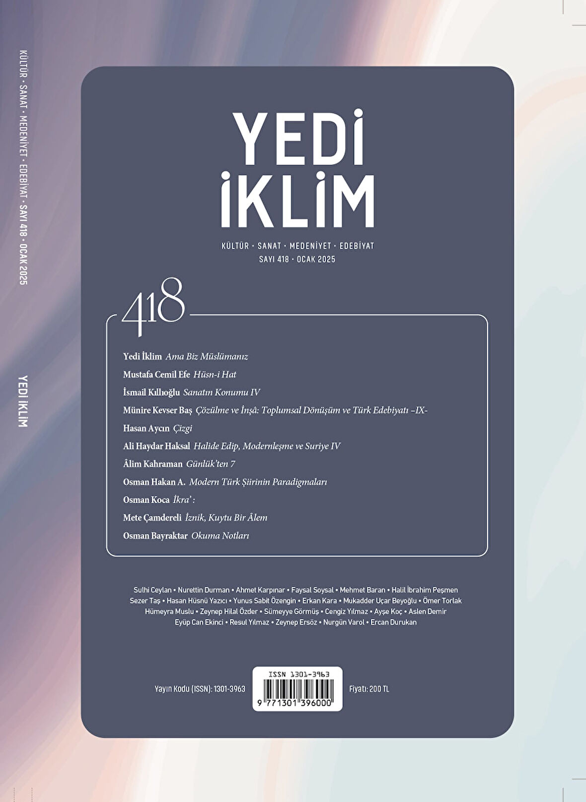 Yedi İklim Dergi 418.Sayı Ocak 2025