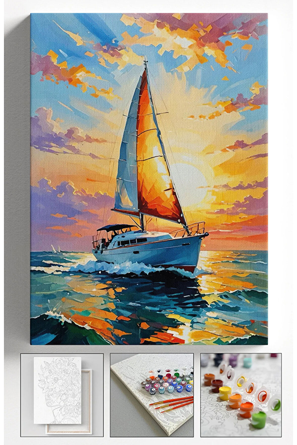 Sayılarla Boyama Seti 40 X 50 Cm Tuval Şasesine Gerili YELKENLİ