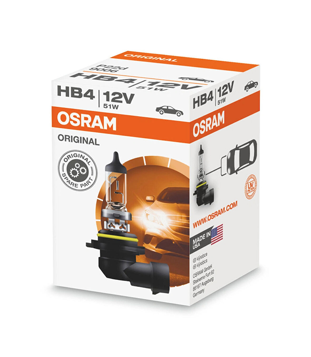 Osram 9006 HB4 Standart Far Ampulü Plastik Soketli 12V 51W (1 Ad.)