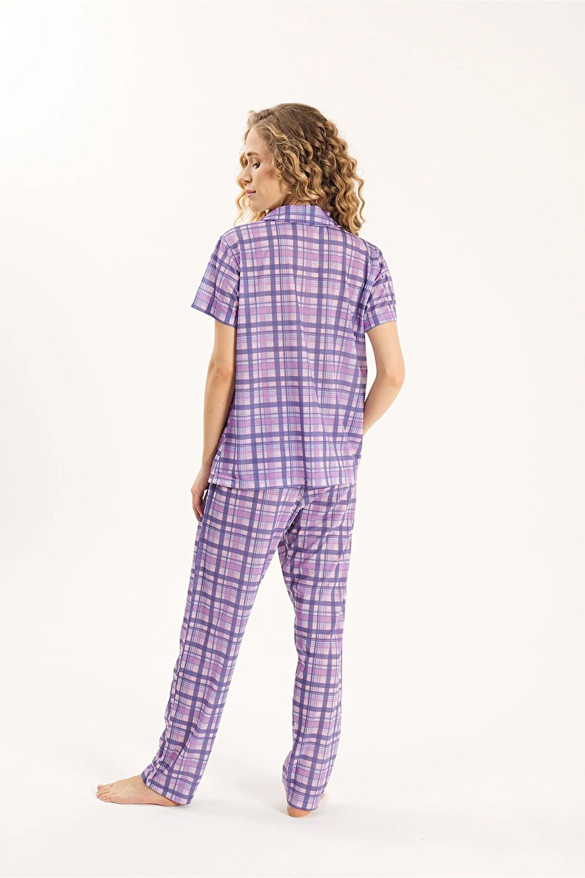 Gömlek Yaka Pamuklu Kadın Pijama Takımı