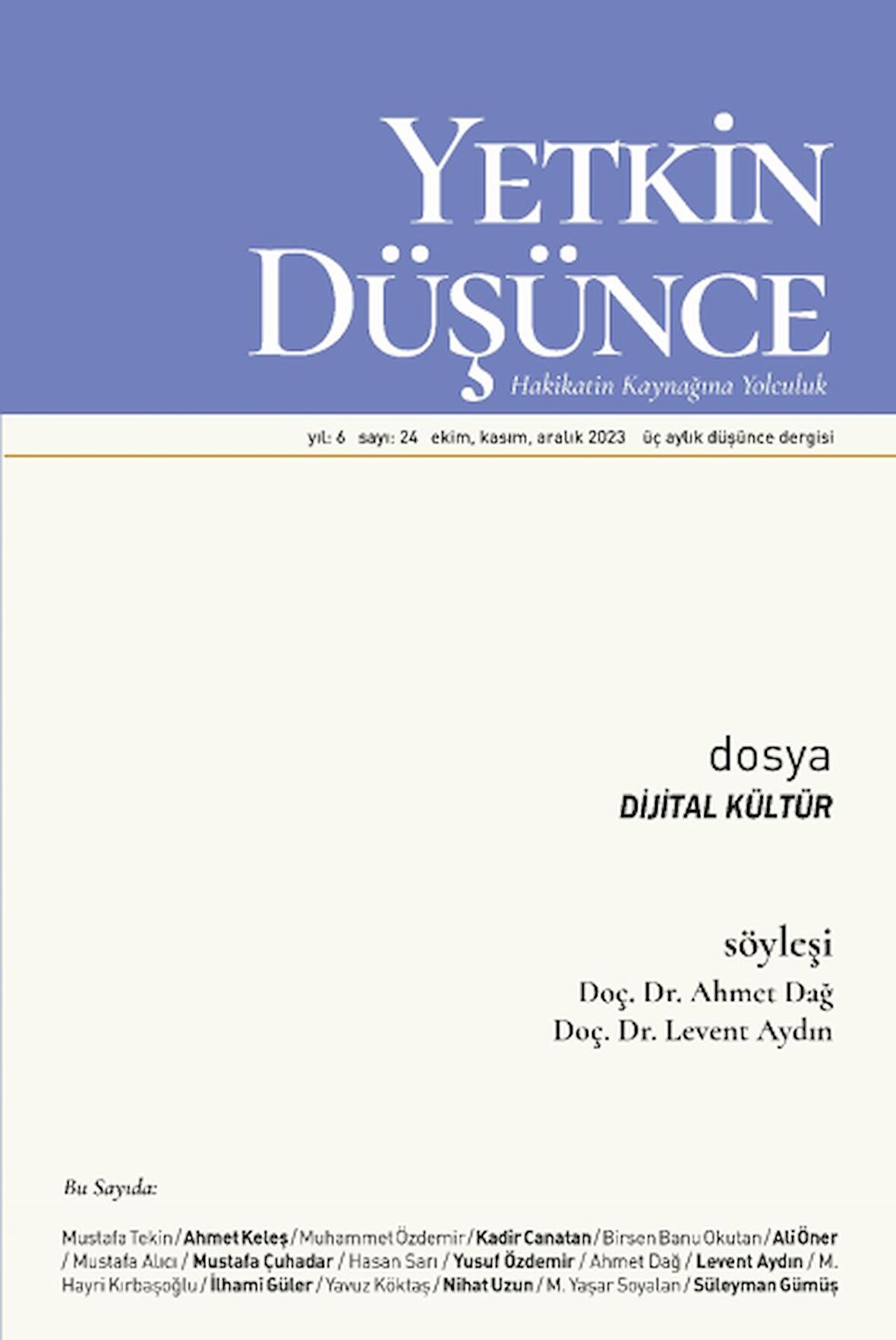 Yetkin Düşünce 24.Sayı Ekim-Kasım-Aralık 2023