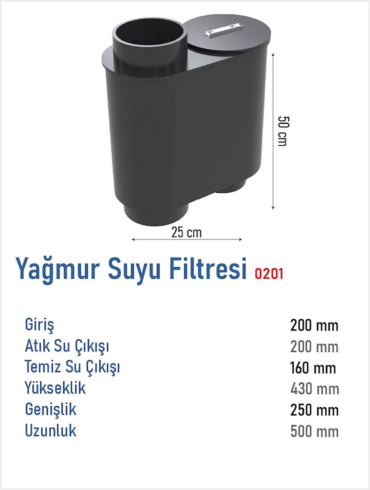 TankPlast Dikey İnişli Boru Tipi Yağmur Filtresi YFDI 0201