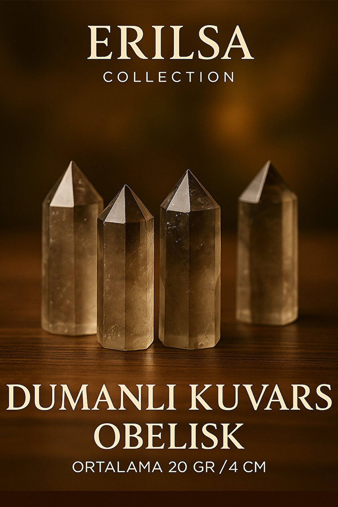 Dumanlı Kuvars Kazık Obelisk Şifa Kristali – Negatif Enerji Temizleyici Doğal Taş Sütun