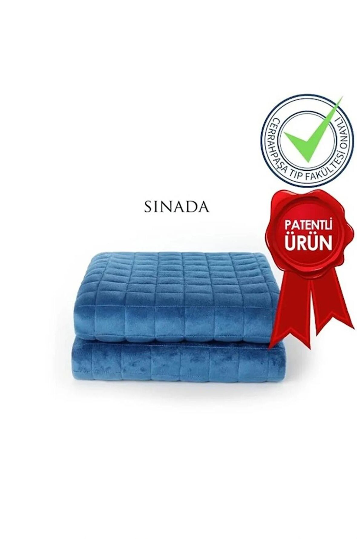 Sinada Ağırlıklı Battaniye Tek kişilik Yorgan 10 Kg Mavi 200x220 %100 Yün Dolgulu  4 Mevsim Kullanılabilir