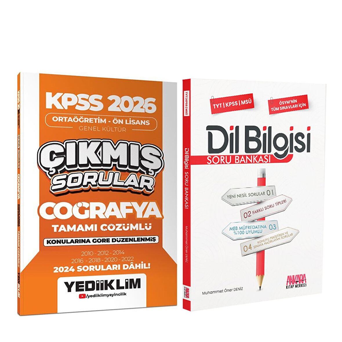 Yediiklim 2026 KPSS Ortaöğretim Önlisans Coğrafya Konularına Göre Çıkmış Sorular ve AKM Dil Bilgisi Soru Bankası Seti 2 Kitap