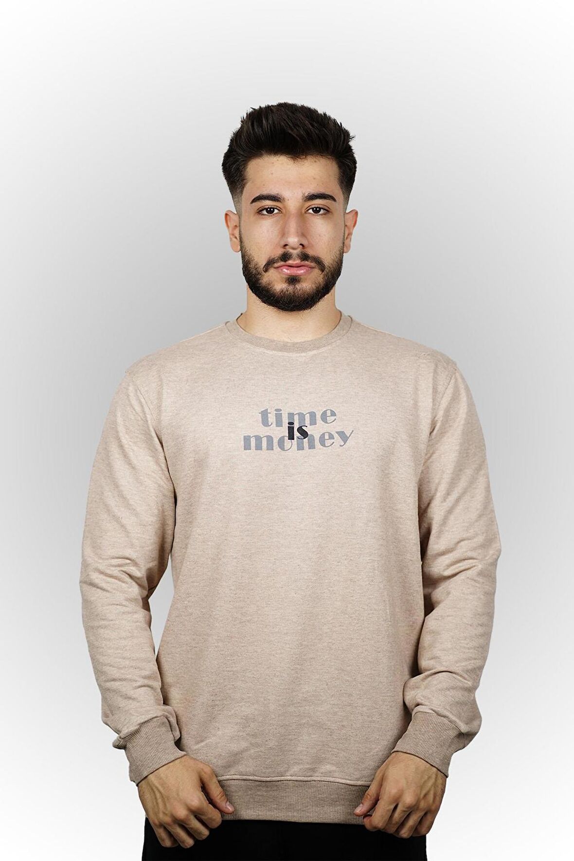 Time is Money Baskılı Erkek Sweatshirt