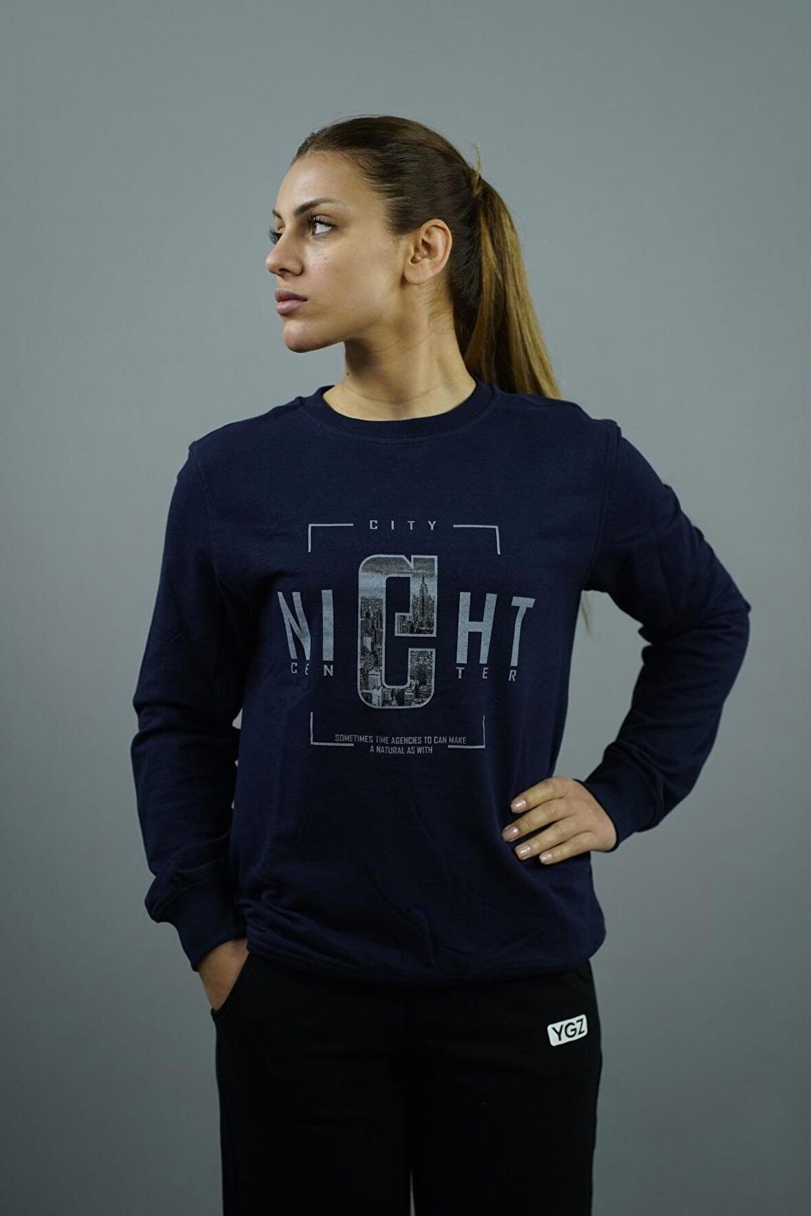 City Night Baskılı Kadın Sweatshirt