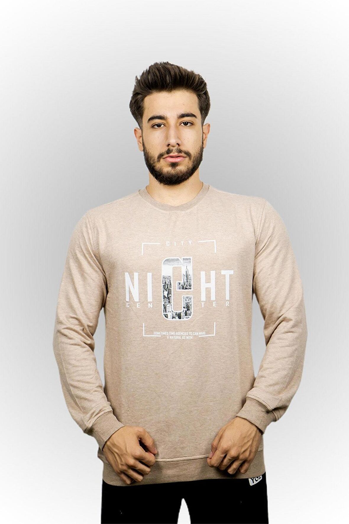 City Night Baskılı Erkek Sweatshirt