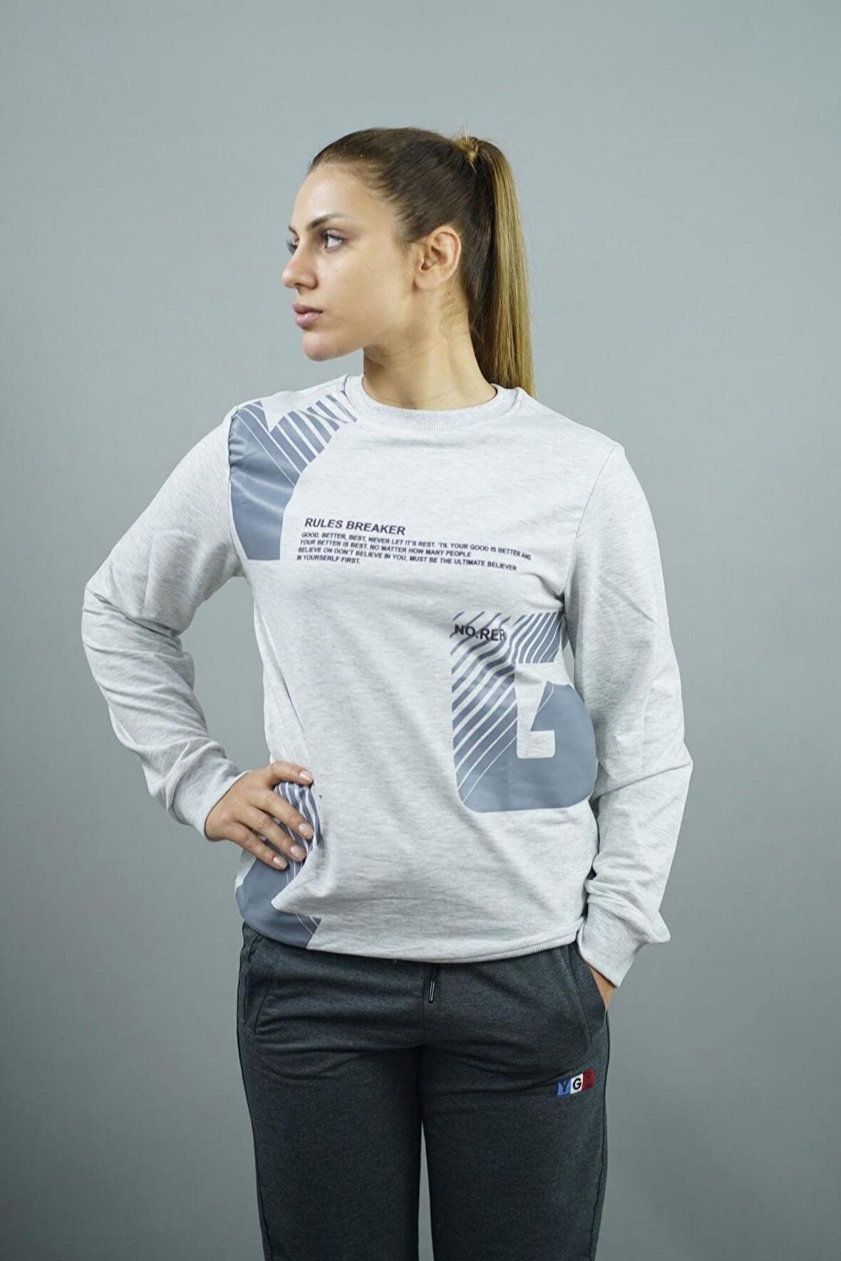 YGZ Baskılı Kadın Sweatshirt