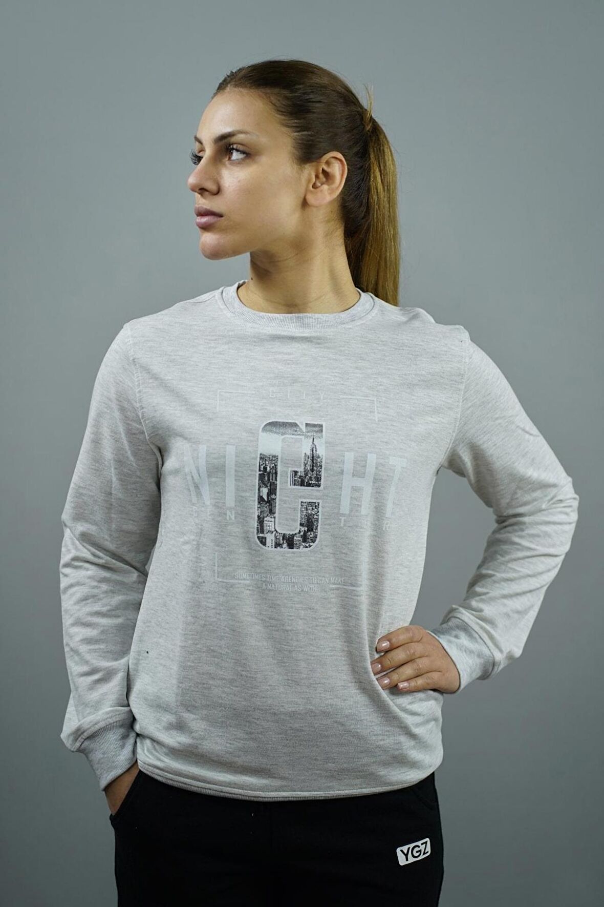 City Night Baskılı Kadın Sweatshirt