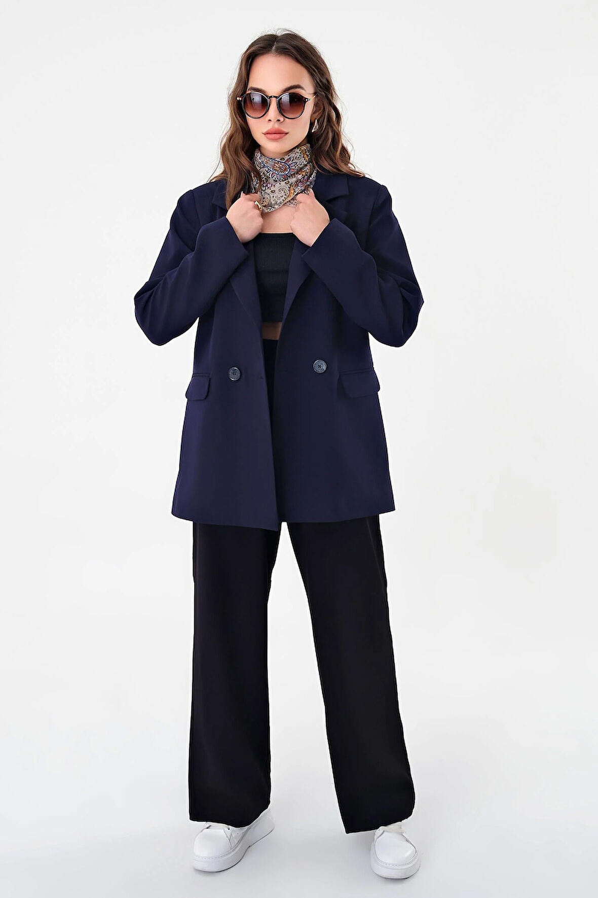 Lacivert Çift Düğmeli Blazer Ceket
