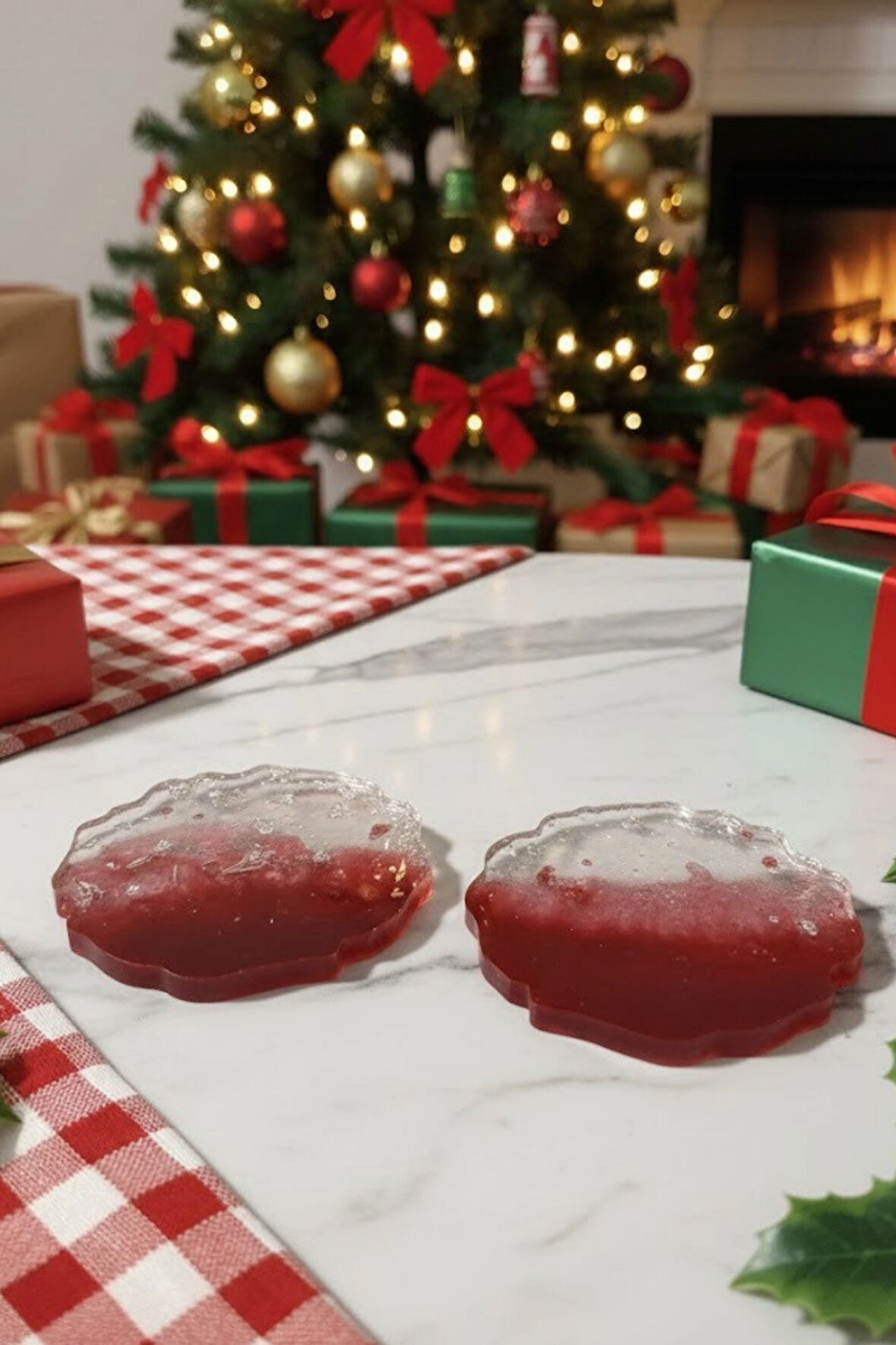 İkili Yılbaşı Bardak Altlığı 8cm 