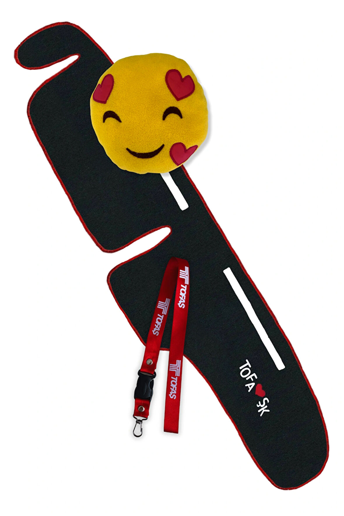 Tofaş Şahin Doğan Kartal Alçak Torpido Koruma Halısı | Üç Kalp Gülen Emoji Yastık & Oto Ayna Askısı