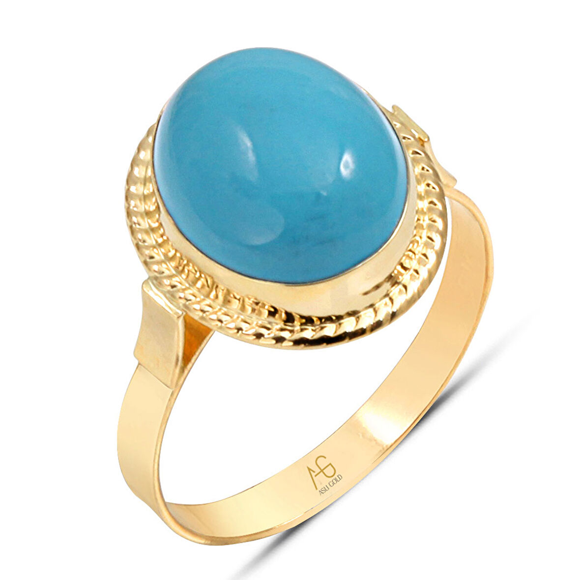 Altın Nostalji Tasarım Firuze Taşlı Yüzük (YZK0029)