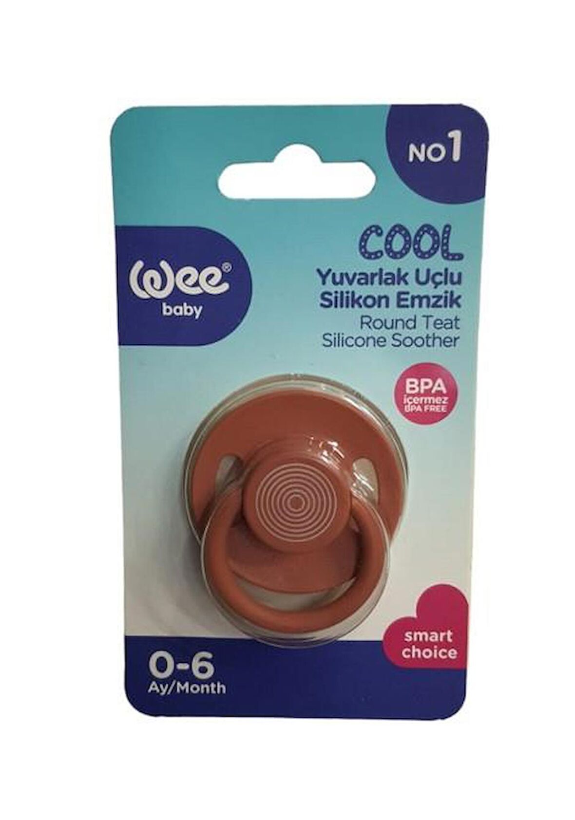 Wee Baby Cool Yuvarlak Uçlu Emzik 0-6 Ay No:1 Koyu Turuncu K:363