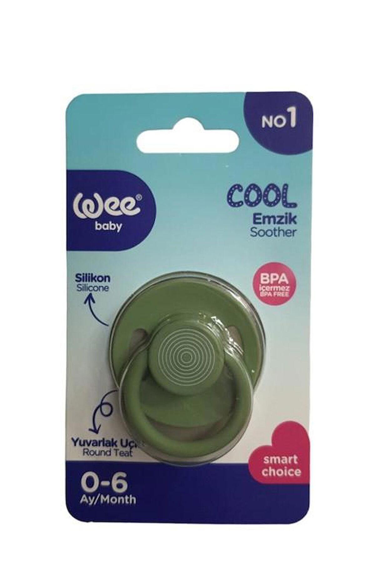 Wee Baby Cool Yuvarlak Uçlu Emzik 0-6 Ay No:1 Haki K:363