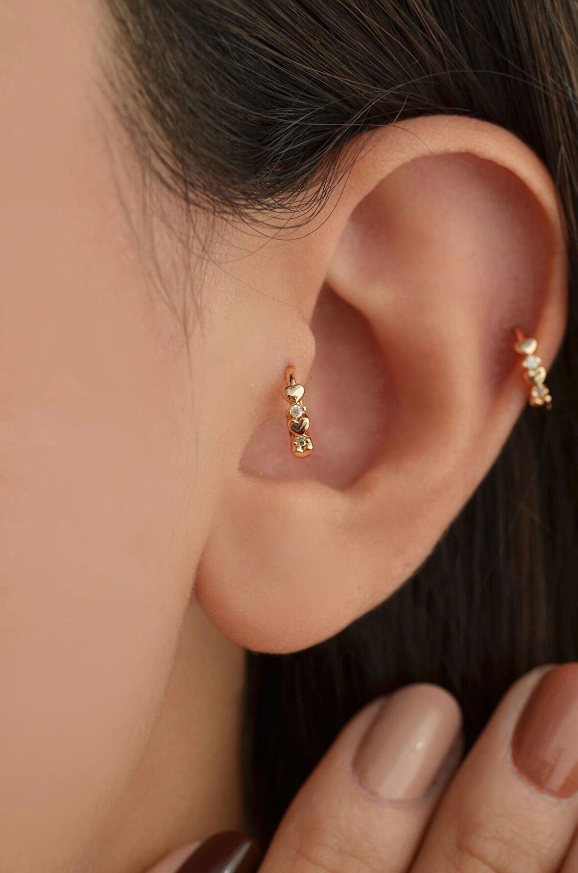 Kalpli Halka Piercing Tragus Helix Kıkırdak Küpesi