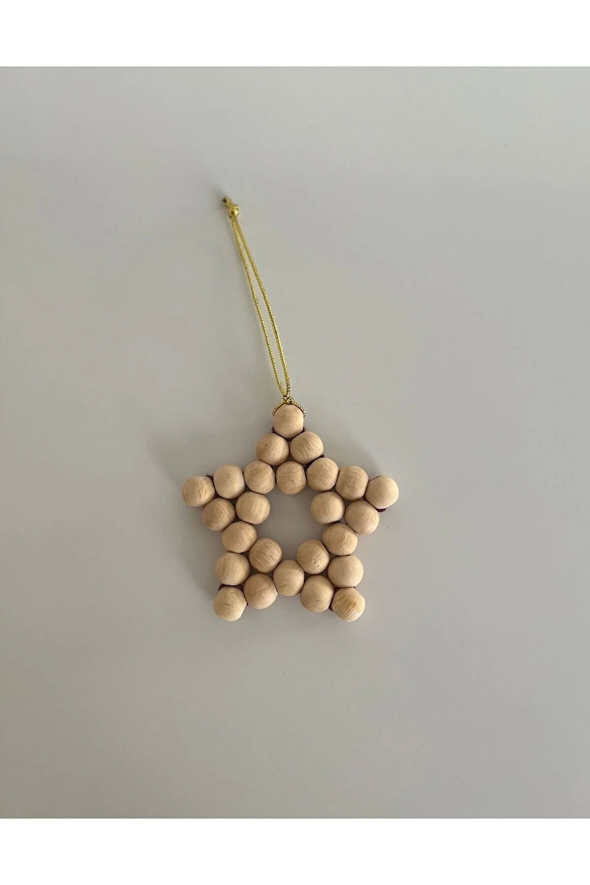 Dekoratif Ahşap Boncuk Yıldız&çocuk Bebek Odası,duvar,yılbaşı Süsü-altın Ve Hasır Ip Ile Birlikte