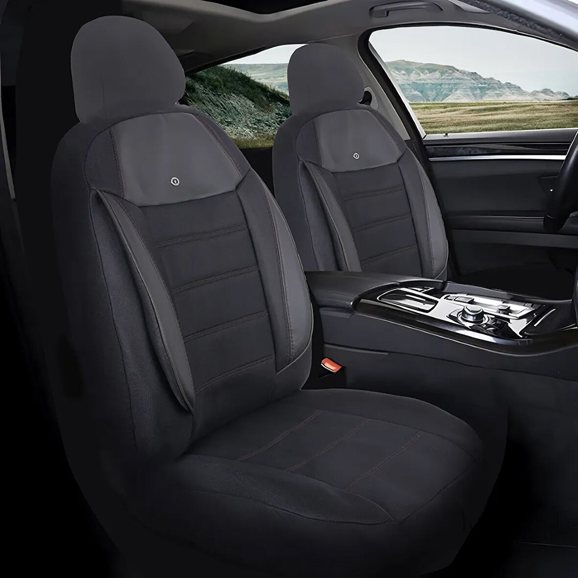 Kia Sorento Araçlara Uyumlu Oto Koltuk Kılıfı Seti - Yıldız Serisi Siyah