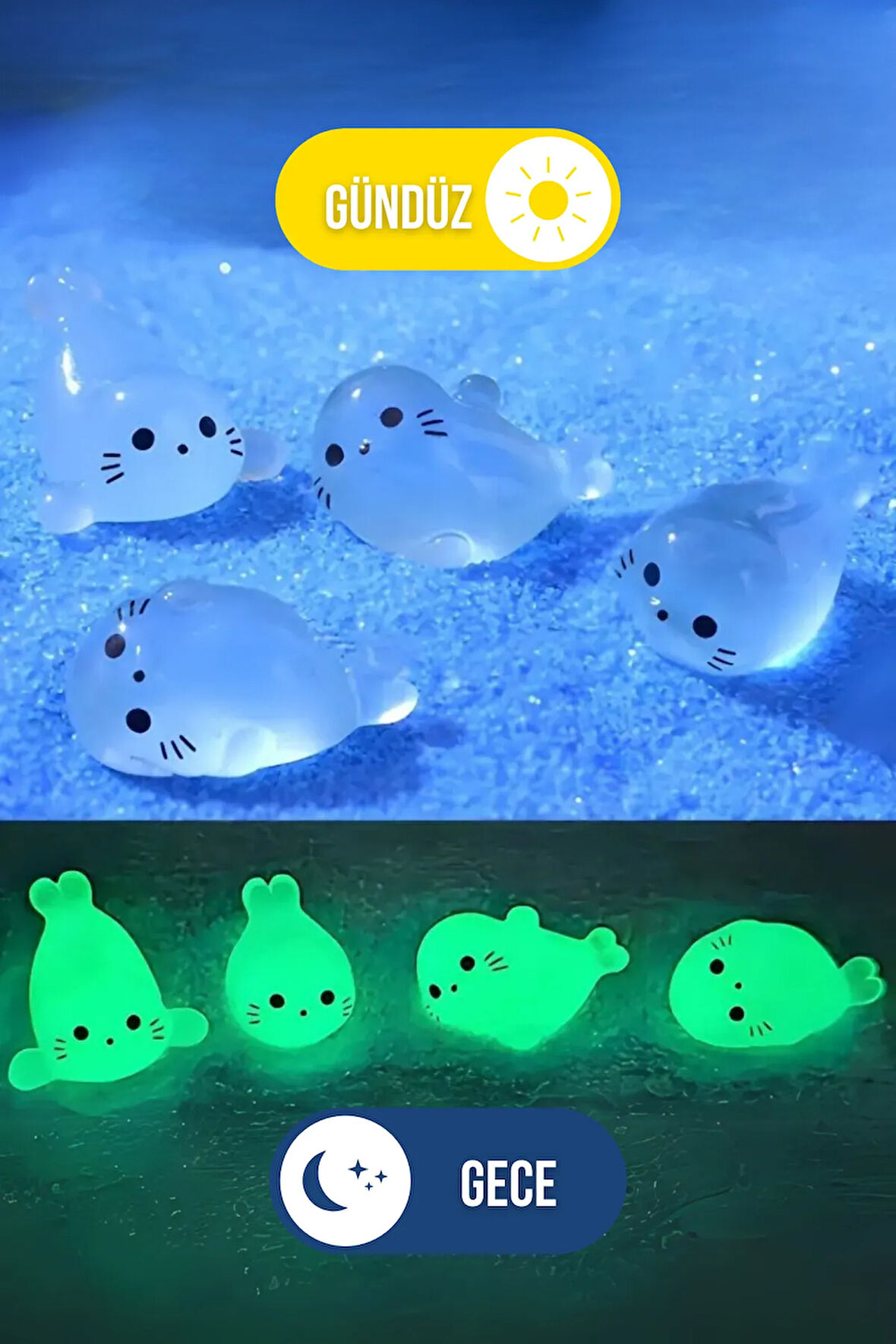 2'li Karanlıkta Parlayan Minik Fok Balıkları Figürleri