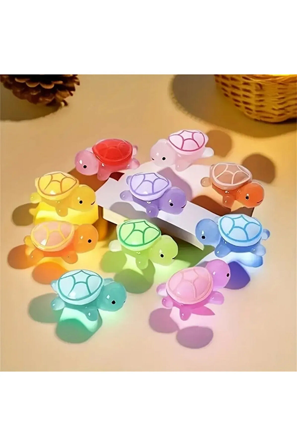 5'li Karanlıkta Parlayan Mini Kaplumbağa Figürleri