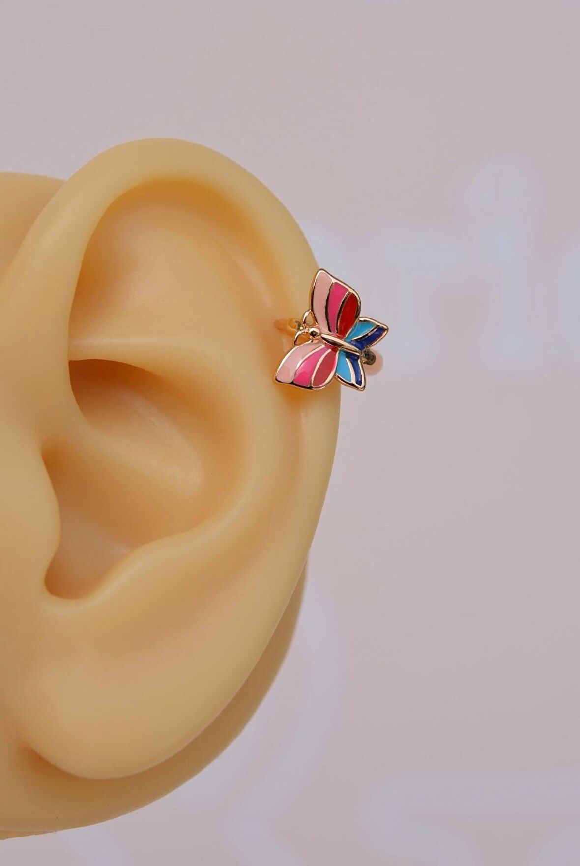 Renkli Kelebek Helix Piercing Küpe Kıkırdak Lob