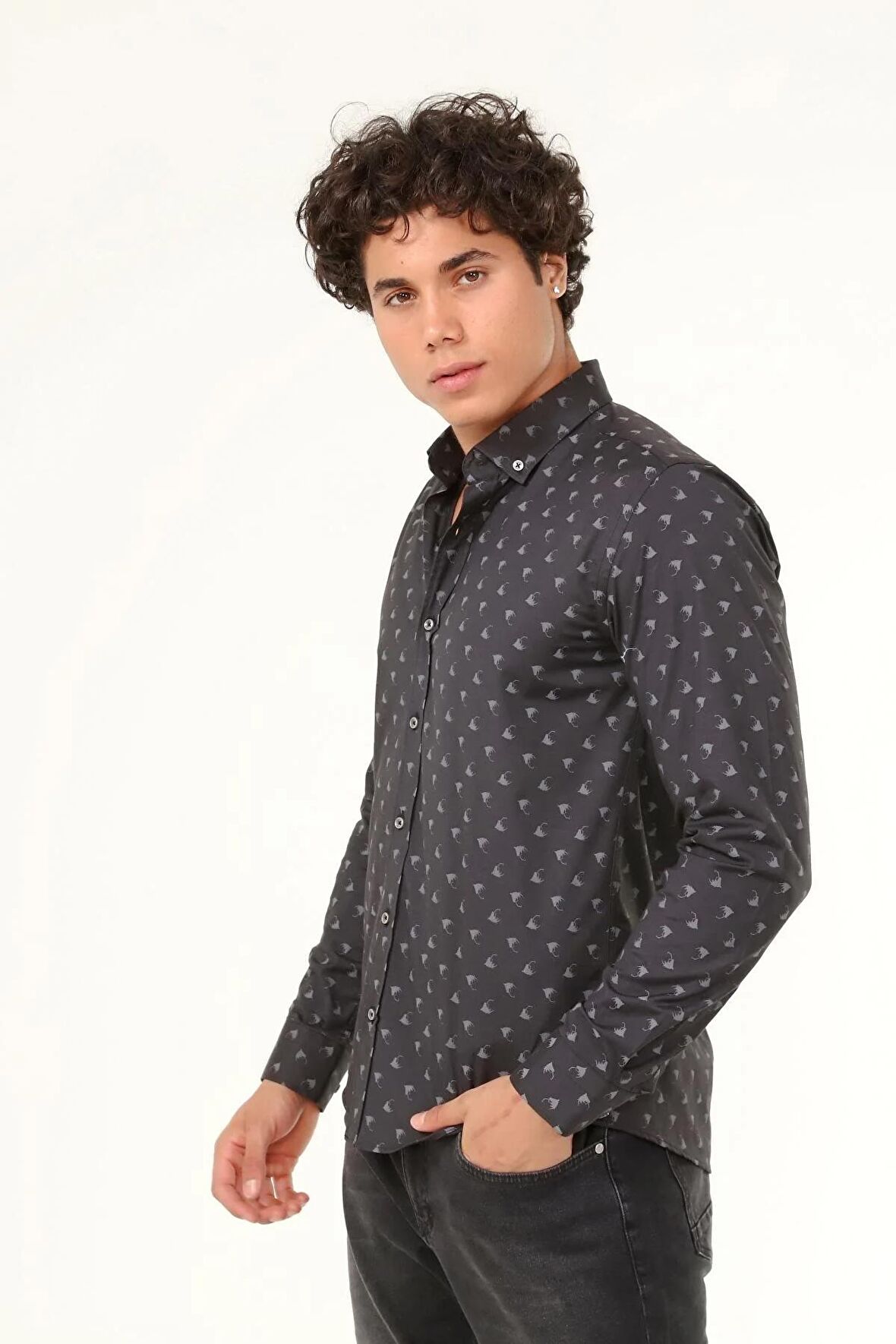 Erkek Desenli Uzun Kol Gömlek