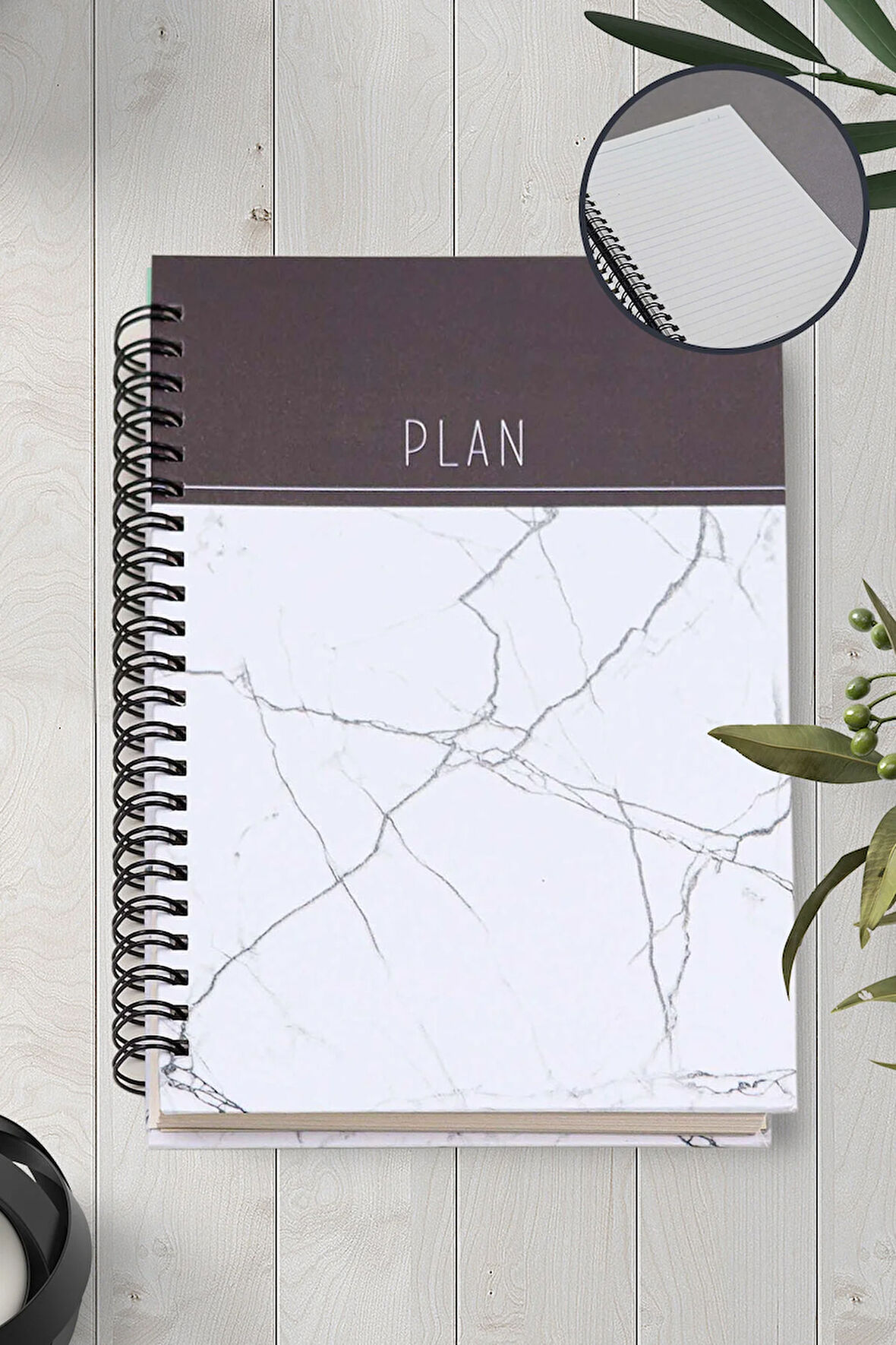 Beyaz Mermer Desenli Defter