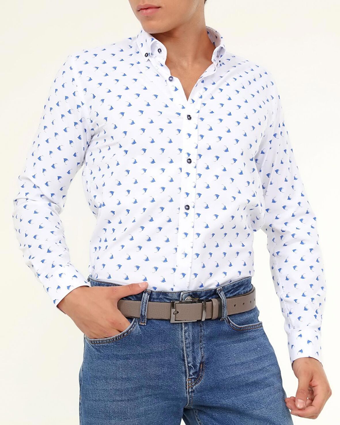 ERKEK DAR PAÇA TAŞLANMIŞ JEAN MAVİ KOT PANTOLON