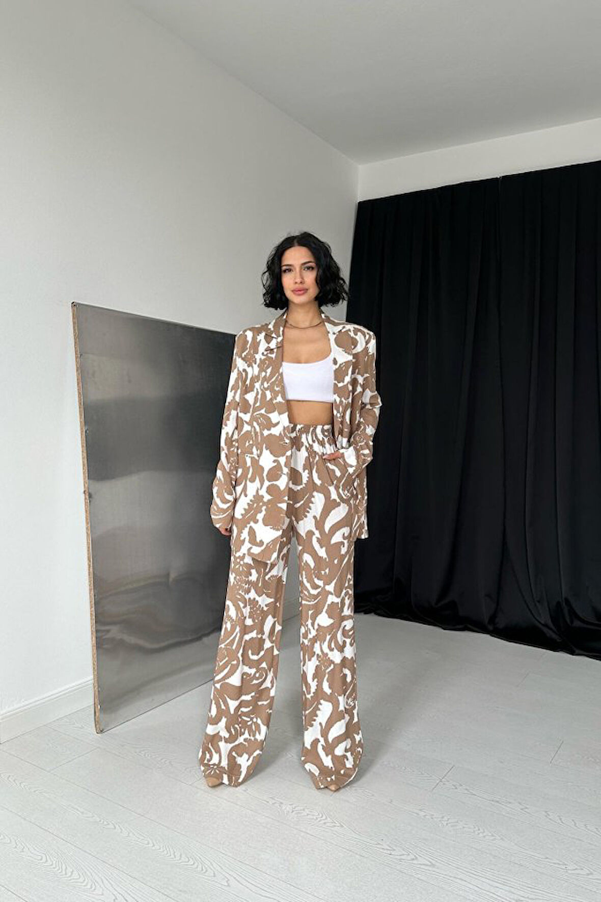 Yonca Moda Evi Vizon Ceket Ve Pantolon Takım